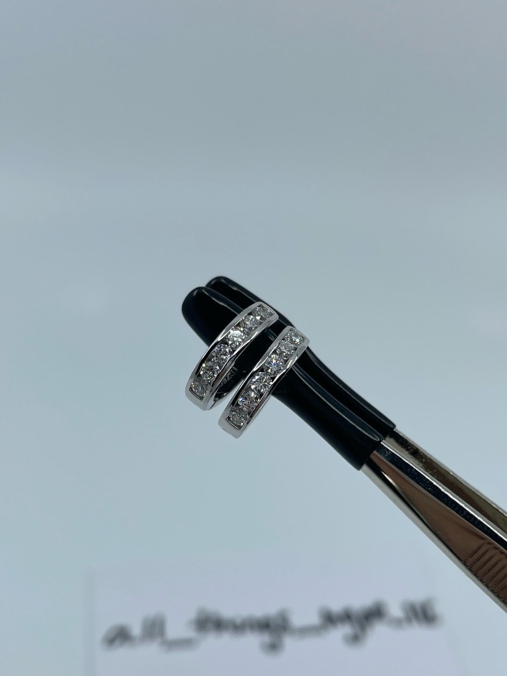 Sterling Silver .50 Lab Created Diamond 6-Stone Channel-Set Hoops Rhodium Plated